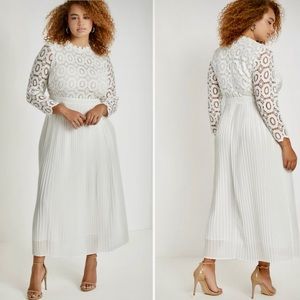 Eloquii Lace Evening Dress with Pleated Skirt